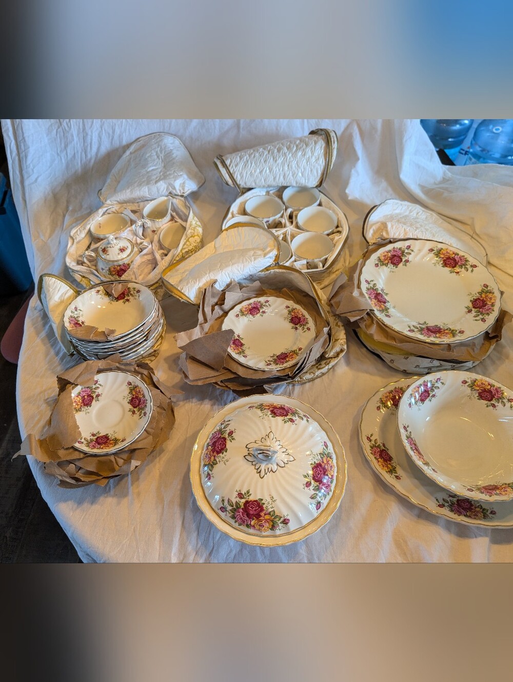RESERVE Cream Dinnerware Set with Pink Rose Floral Accents